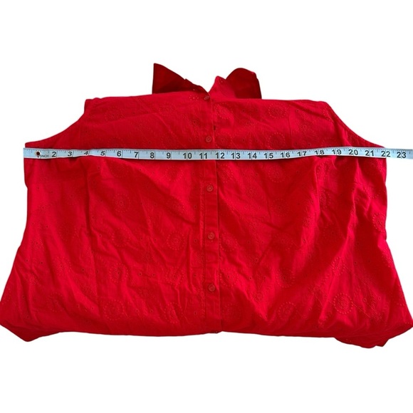 NWT Dressbarn Woman size 1X Red Eyelet Lace Button Up Tank Top Blouse Summer New - Picture 4 of 6